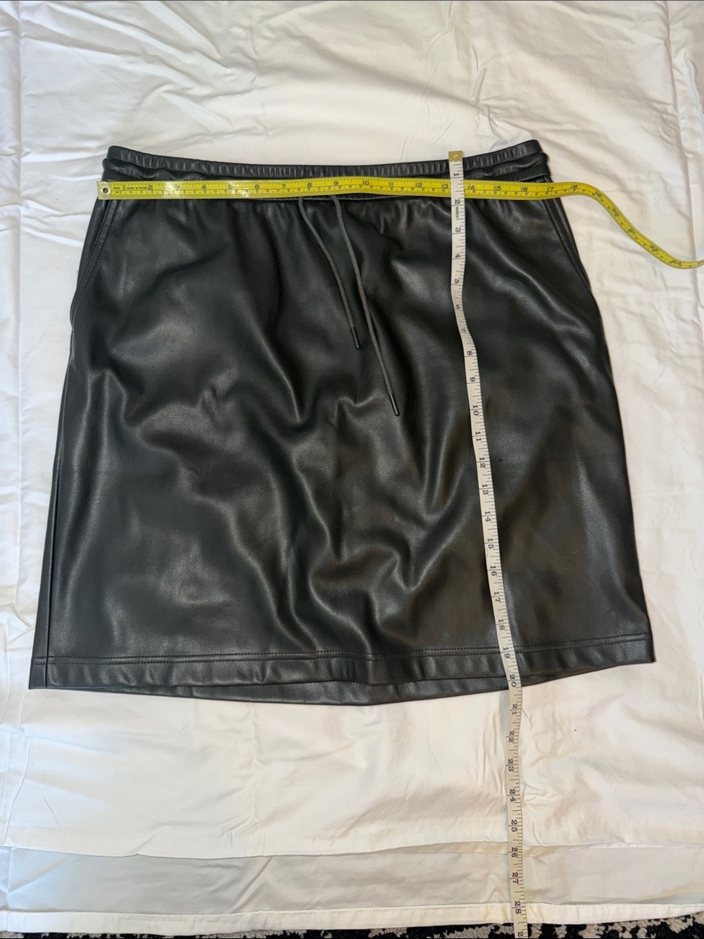 J. Jill dark green Faux Leather Drawstring Mini Skirt